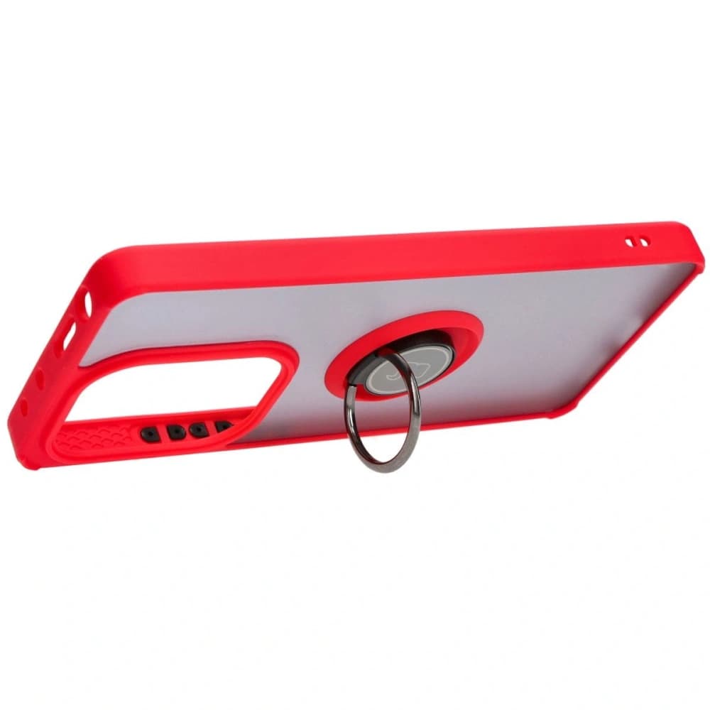 Bizon Case Hybrid Ring Xiaomi Poco M6 Pro 4G / Xiaomi Redmi Note 13 Pro 4G rauchig mit einem roten Rahmen - 5
