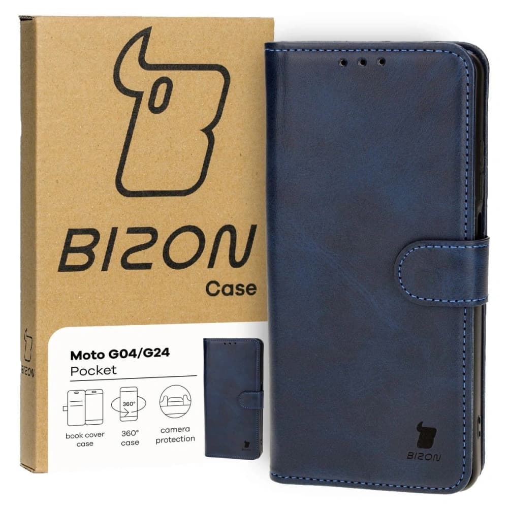 Etui s klopou Bizon Case Pocket pro Motorola Moto G04 / G24 modré - 2