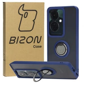 Bizon Case Hybrid Ring Oppo Reno11 F 5G rauchig mit einem navyblauen Rahmen
