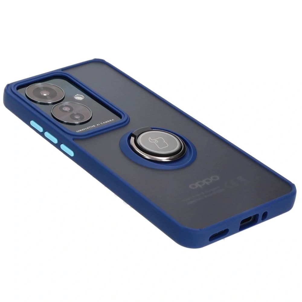 Bizon Case Hybrid Ring Oppo Reno11 F 5G rauchig mit einem navyblauen Rahmen - 4