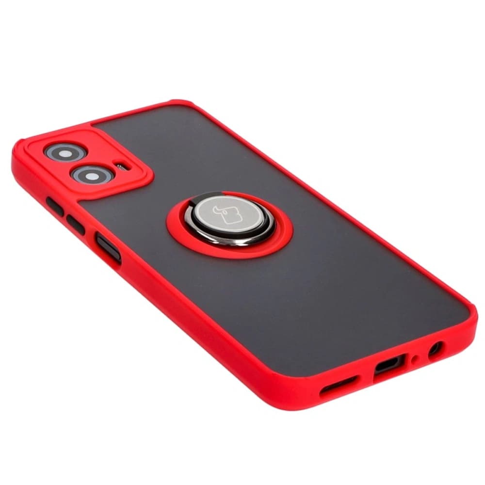 Bizon Case Hybrid Ring Motorola Moto G34 5G fumuriu cu un cadru roșu - 4