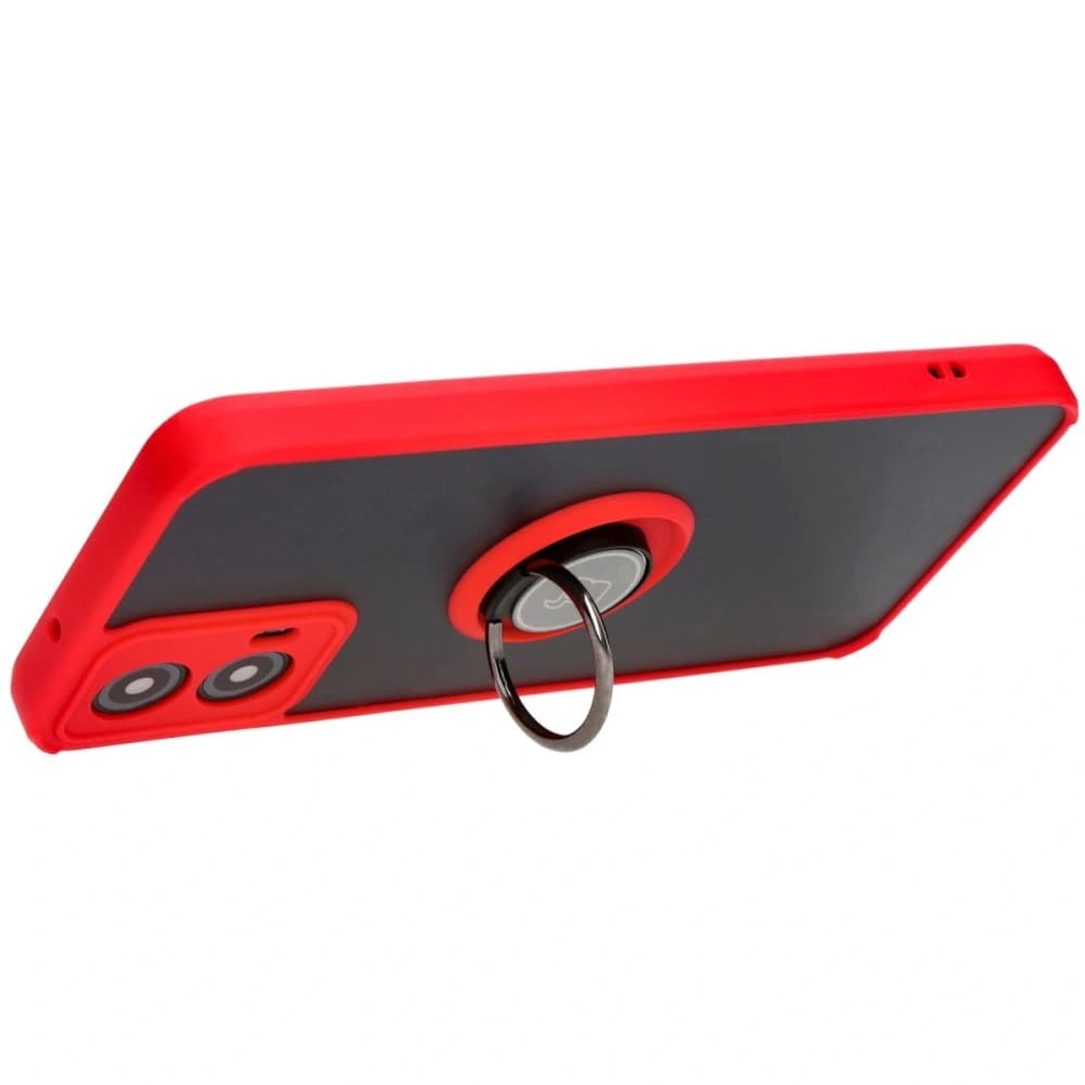 Bizon Case Hybrid Ring Motorola Moto G34 5G fumuriu cu un cadru roșu - 5