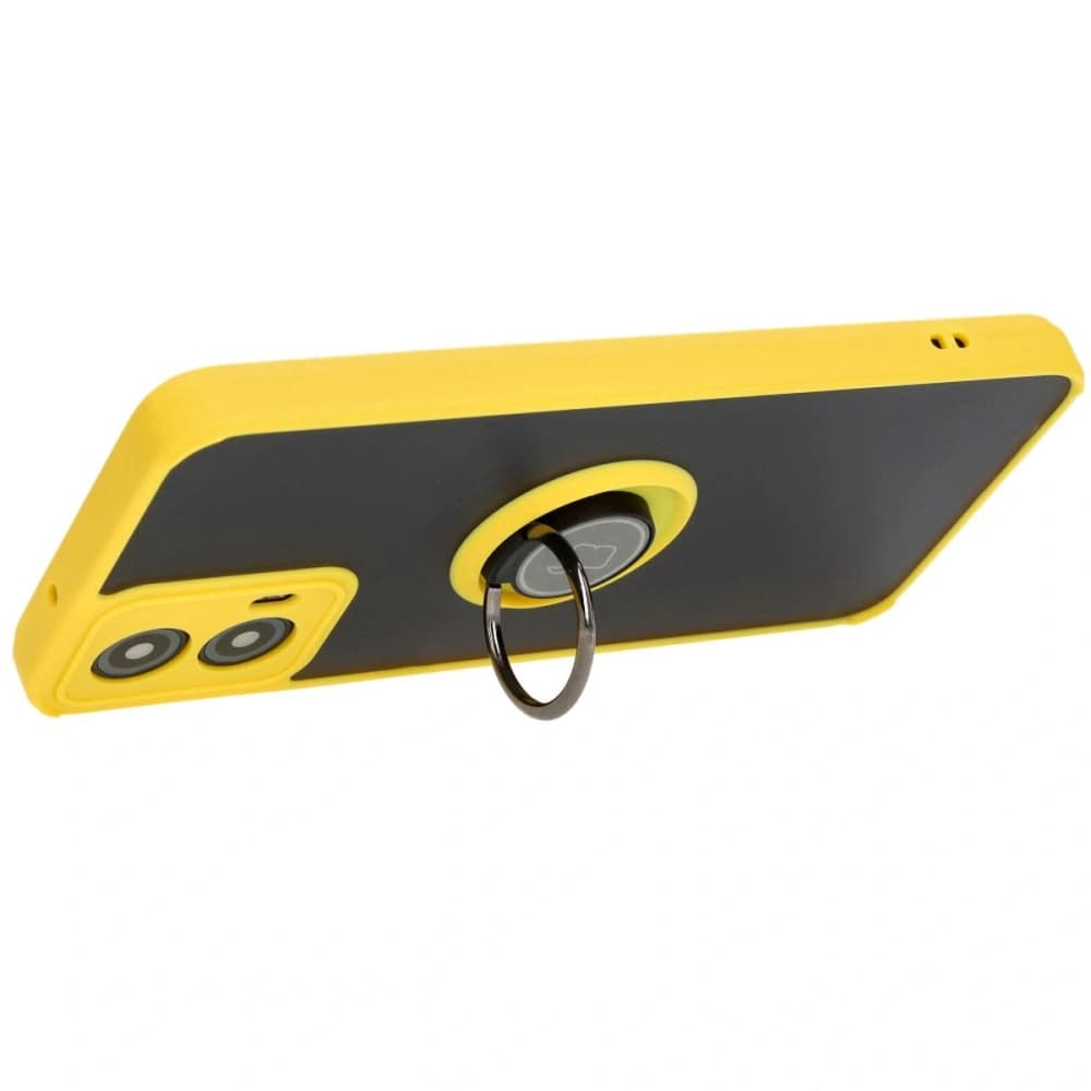Bizon Case Hybrid Ring Motorola Moto G34 5G fumuriu cu un cadru galben - 5
