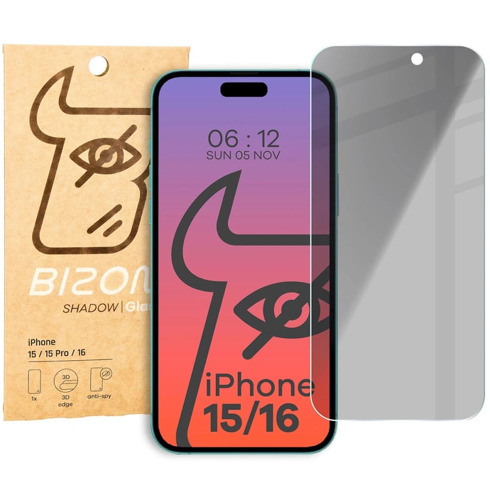 Bizon Glass Clear Shadow Apple iPhone 16/15/15 Pro tinted - 1