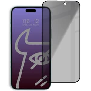 Prywatyzujące szkło hartowane Bizon Glass Edge Shadow do Apple iPhone 15 Pro Max przyciemniane z czarną ramką