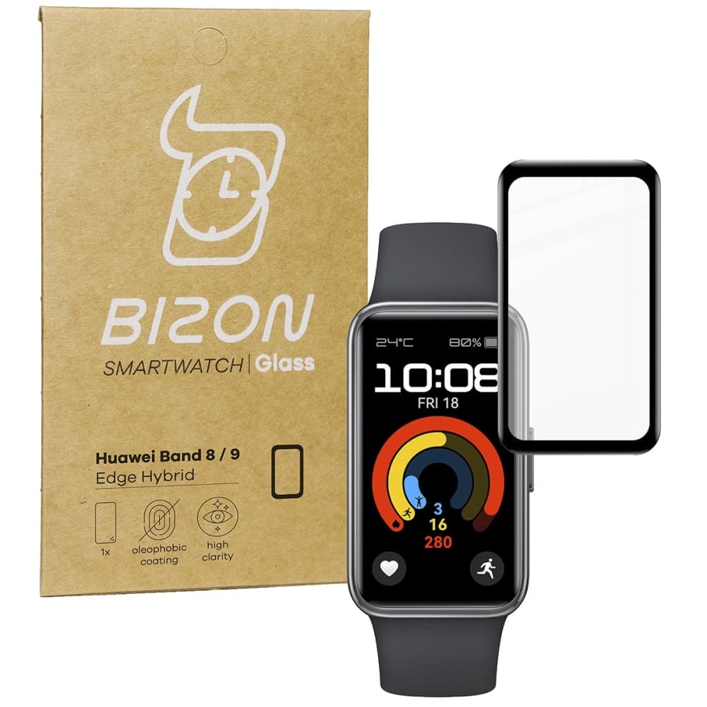 Bizon Glas Uhr Edge Hybrid Huawei Band 9 / Band 8 schwarz - 1