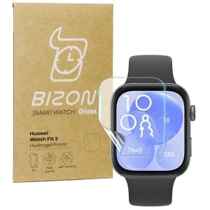Bizon Glas Uhr Hydrogel Huawei Uhr Fit 3 [2 PACK]