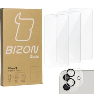 BIZON Clear 3x Bildschirmglas + Kameraglas Apple iPhone 12