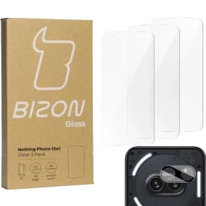 BIZON Clear 3x Bildschirmglas + Kameraglas Nothing Phone (2a)