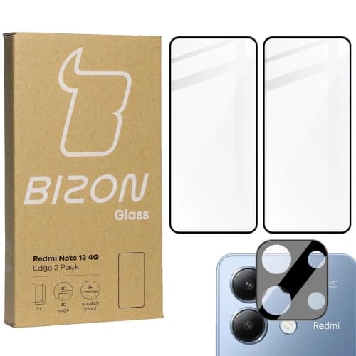 BIZON Edge 2x Bildschirmglas + Kameraglas Xiaomi Redmi Note 13 4G