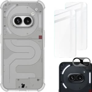 Bizon Case Clear Pack-Hülle + 2x Bildschirmglas + Linsen-Glas für Nothing Phone (2a) klar