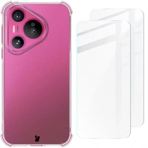 Etui + 2x szkło na ekran Bizon Case Clear Pack do Huawei Pura 70 przezroczyste