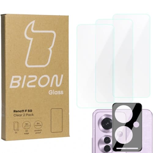 BIZON Clear 3x Bildschirmglas + Kameraglas für Oppo Reno11 F 5G