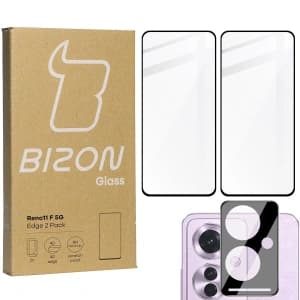 BIZON Edge 2x Schutzglas + Kameraglas für Oppo Reno11 F 5G