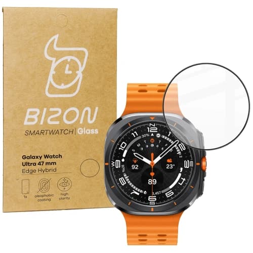 Sklo hybridní Bizon Glass Watch Edge Hybrid pro Samsung Galaxy Watch Ultra 47 mm černé