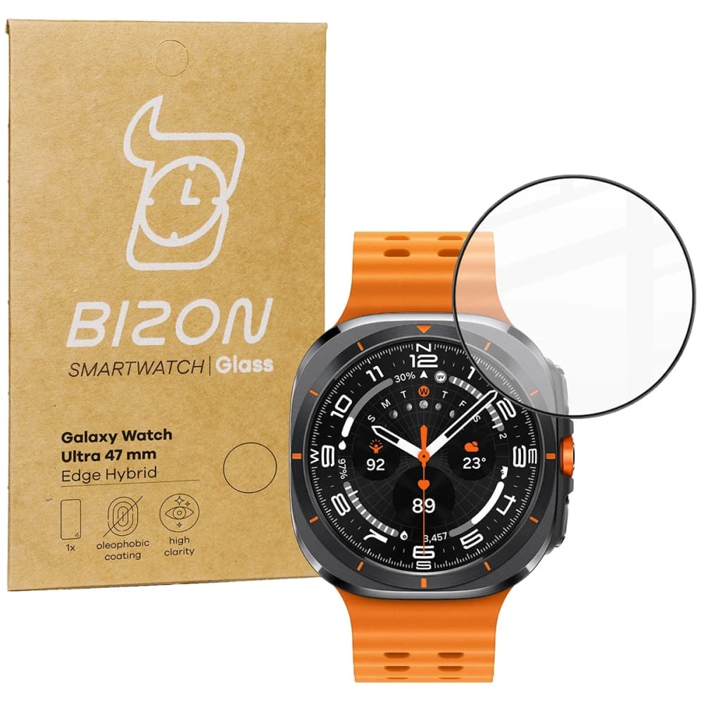 Sklo hybridní Bizon Glass Watch Edge Hybrid pro Samsung Galaxy Watch Ultra 47 mm černé - 1