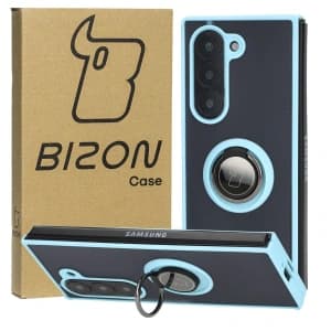Bizon Case Hybrid Ring Samsung Galaxy Z Fold6 fumuriu cu un cadru albastru deschis