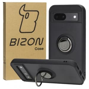 Bizon Case Hybrid Ring Google Pixel 8a füstös fekete kerettel