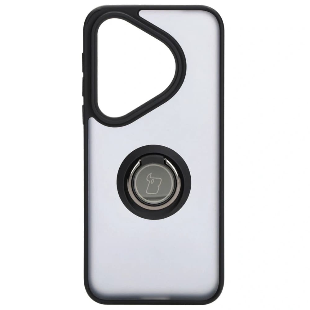 Etui z uchwytem na palec Bizon Case Hybrid Ring do Huawei Pura 70 Pro / Pro+ przydymione z czarną ramką - 2
