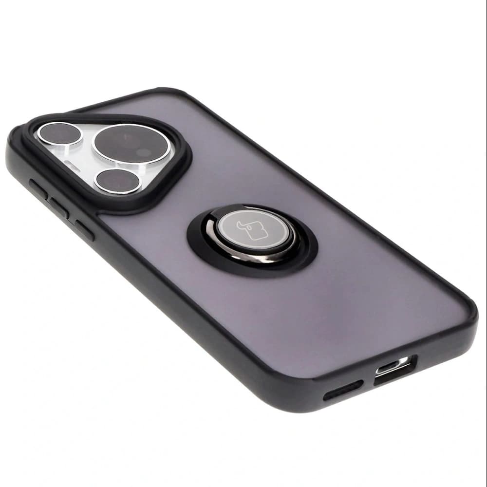 Etui z uchwytem na palec Bizon Case Hybrid Ring do Huawei Pura 70 Pro / Pro+ przydymione z czarną ramką - 4