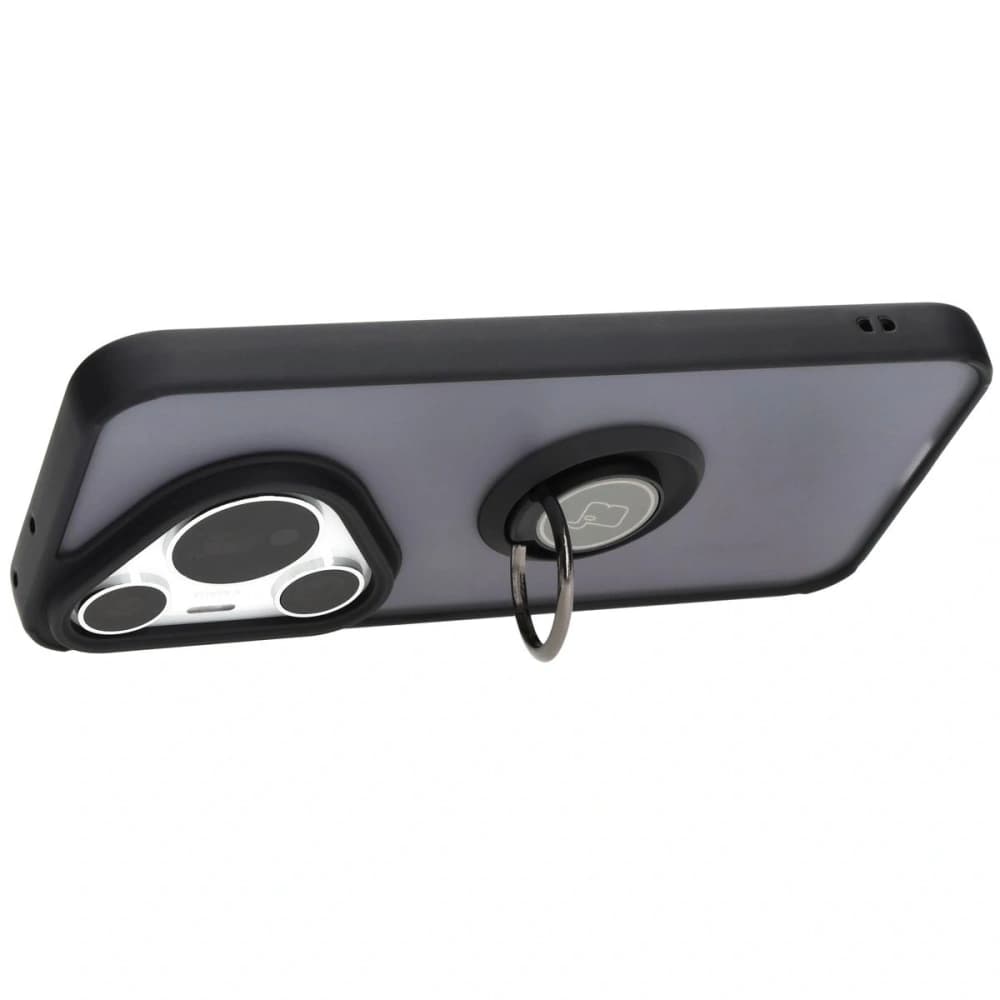 Etui z uchwytem na palec Bizon Case Hybrid Ring do Huawei Pura 70 Pro / Pro+ przydymione z czarną ramką - 5