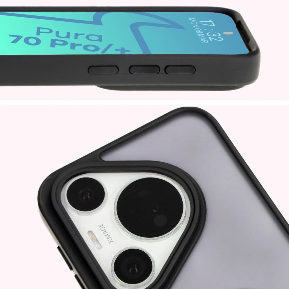 Etui z uchwytem na palec Bizon Case Hybrid Ring do Huawei Pura 70 Pro / Pro+ przydymione z czarną ramką - 7