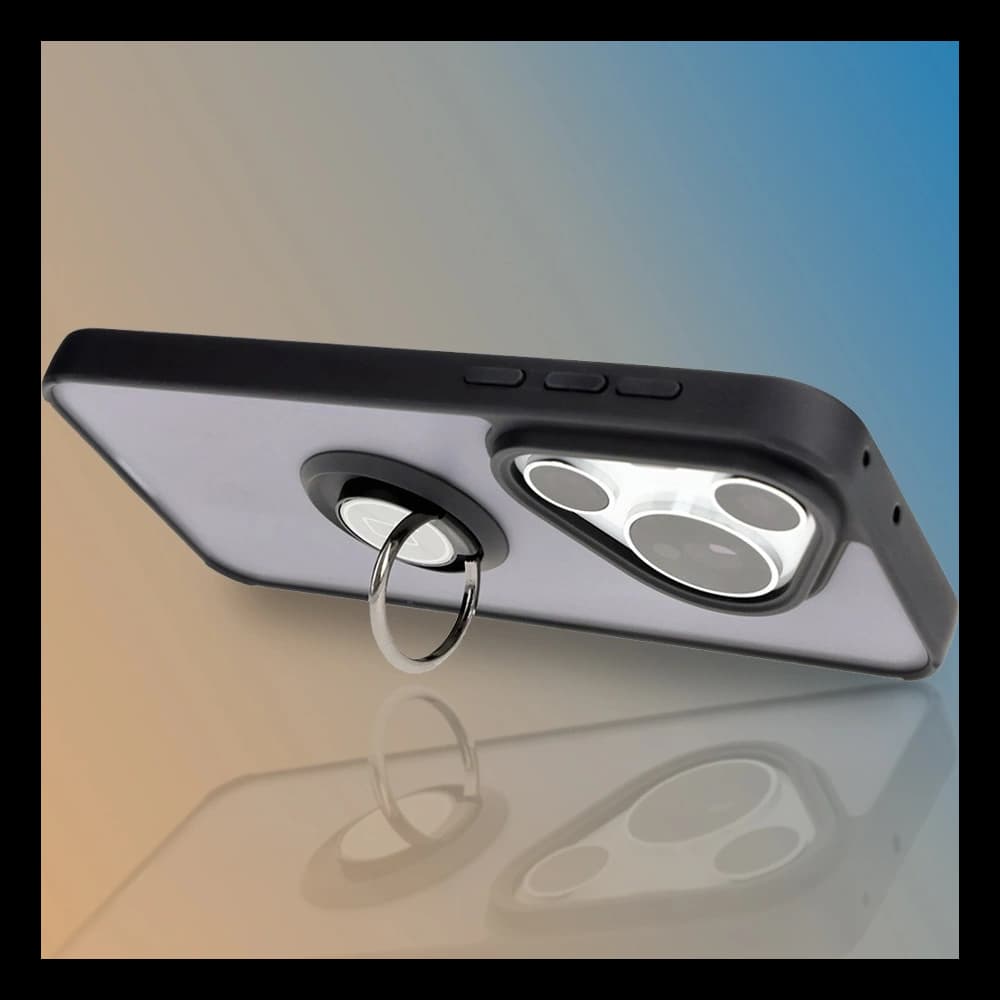 Etui z uchwytem na palec Bizon Case Hybrid Ring do Huawei Pura 70 Pro / Pro+ przydymione z czarną ramką - 9