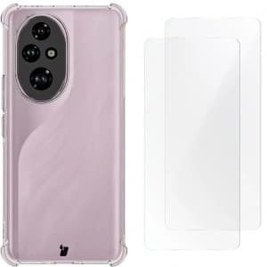 Bizon Case Clear Pack flexibles Gehäuse + 2x Bildschirmschutzfolie für Honor 200 Pro klar
