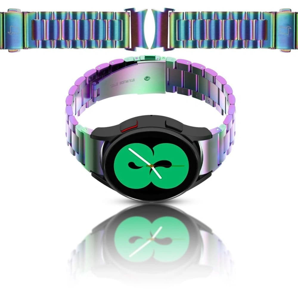 Pasek ze stali nierdzewnej Bizon Strap Watch Aura do Samsung Galaxy Watch FE/7/6/6 Classic/5/5 Pro/4/4 Classic duhový - 2