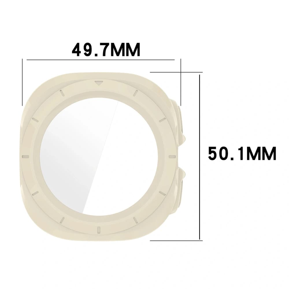 Etui se sklem na hodinky Bizon Case+Glass Watch pro Samsung Galaxy Watch Ultra 47 mm béžové - 2