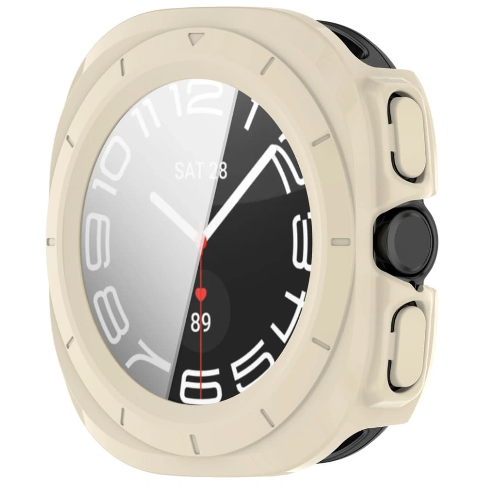 Etui se sklem na hodinky Bizon Case+Glass Watch pro Samsung Galaxy Watch Ultra 47 mm béžové - 5