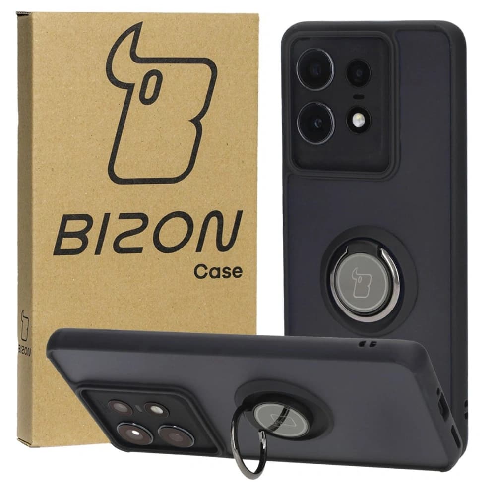 Bizon Case Hybrid Ring Motorola Edge 50 Pro smoky with a black frame - 1