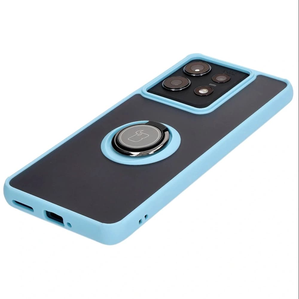 Bizon Case Hybrid Ring Motorola Edge 50 Pro smoky with a light blue frame - 3