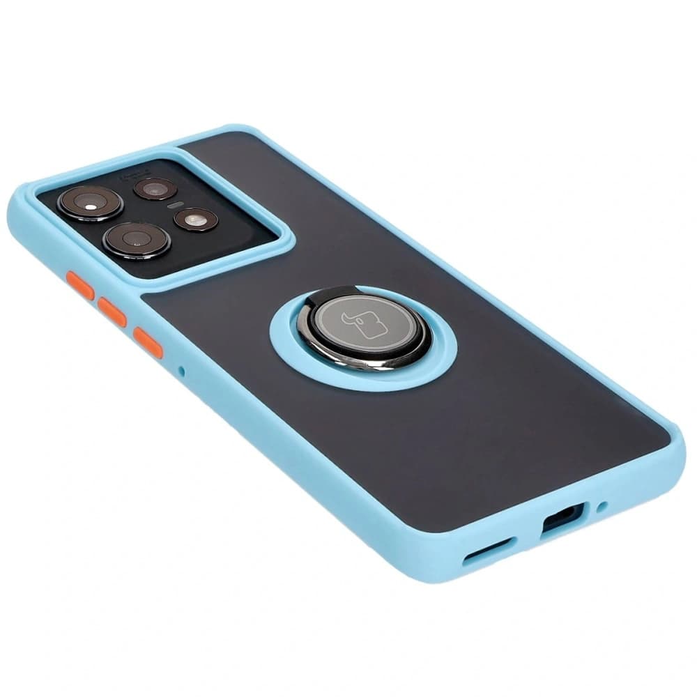 Bizon Case Hybrid Ring Motorola Edge 50 Pro smoky with a light blue frame - 4