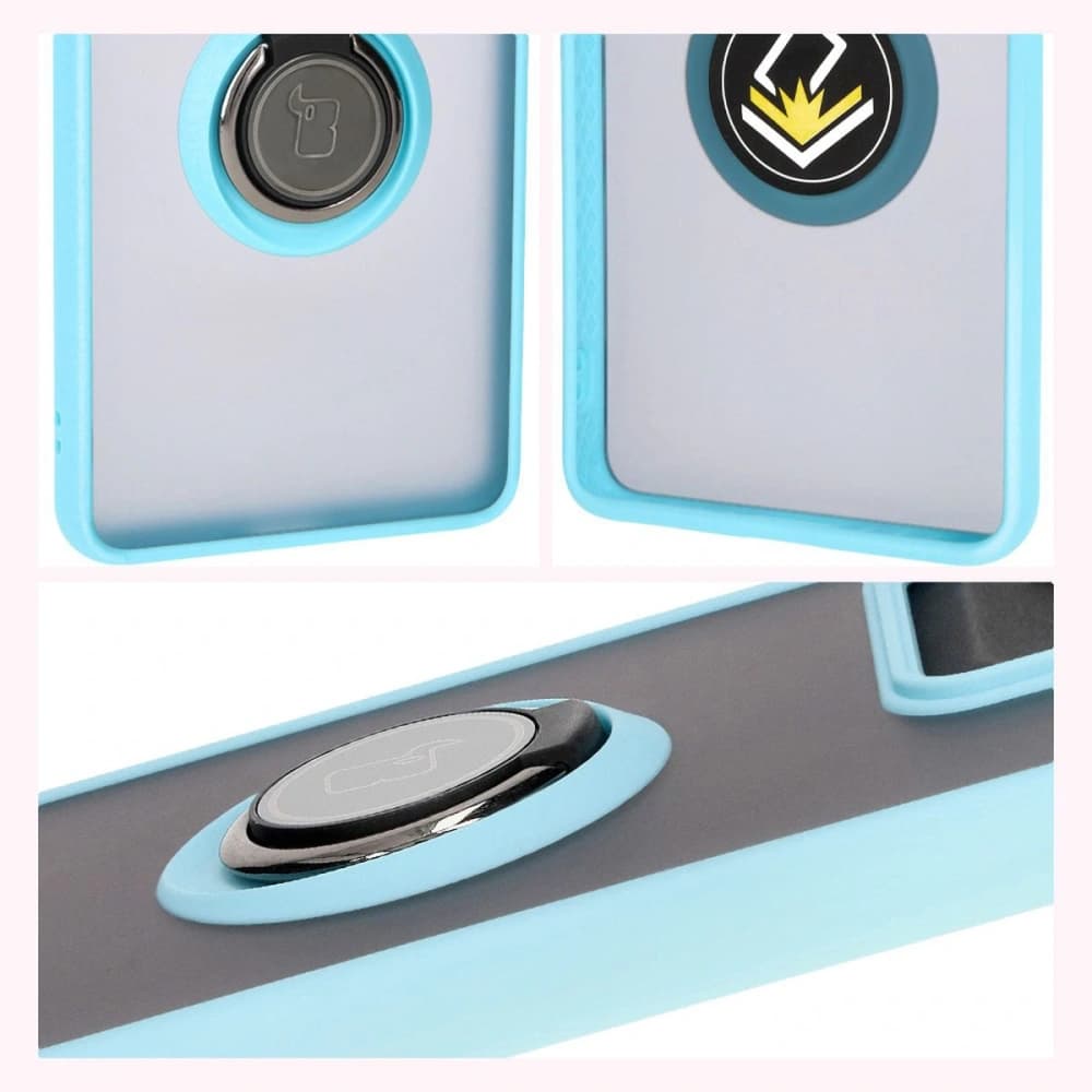 Bizon Case Hybrid Ring Motorola Edge 50 Pro smoky with a light blue frame - 6