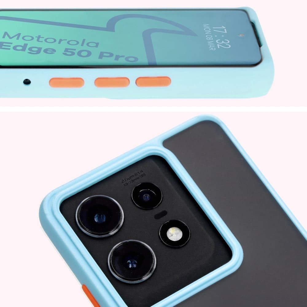 Bizon Case Hybrid Ring Motorola Edge 50 Pro smoky with a light blue frame - 7