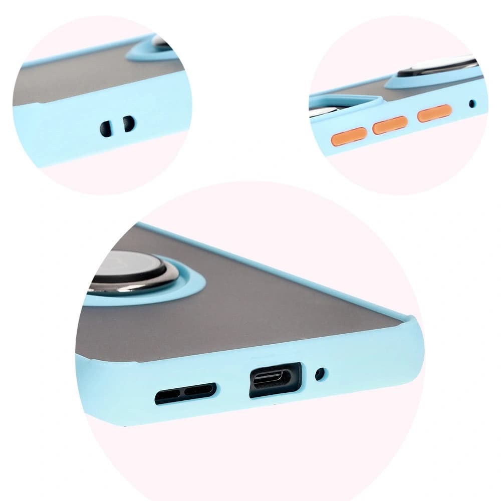 Bizon Case Hybrid Ring Motorola Edge 50 Pro smoky with a light blue frame - 8