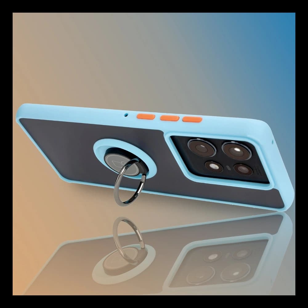 Bizon Case Hybrid Ring Motorola Edge 50 Pro smoky with a light blue frame - 9