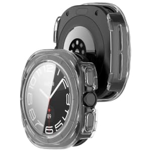 Etui se sklem pro hodinky Bizon Case+Glass Watch do Samsung Galaxy Watch Ultra 47 mm průhledné
