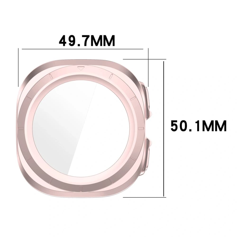 Etui se sklem na hodinky Bizon Case+Glass Watch pro Samsung Galaxy Watch Ultra 47 mm saténově růžové - 3