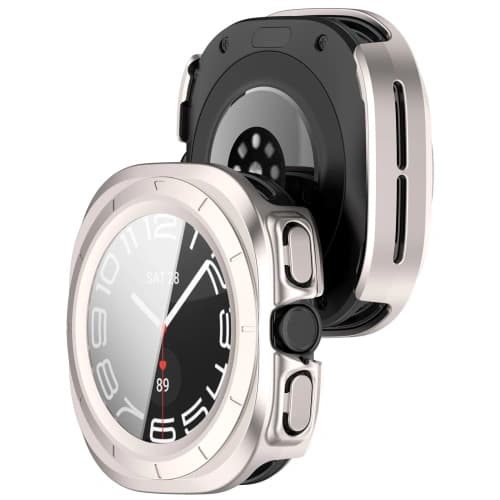 Etui se sklem na hodinky Bizon Case+Glass Watch pro Samsung Galaxy Watch Ultra 47 mm saténově šampaňské