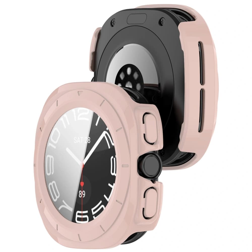 Etui se sklem na hodinky Bizon Case+Glass Watch do Samsung Galaxy Watch Ultra 47 mm růžové - 1