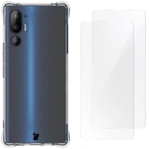 Bizon Case Clear Pack flexibles Gehäuse + 2x Schutzfolie HTC U24 Pro klar
