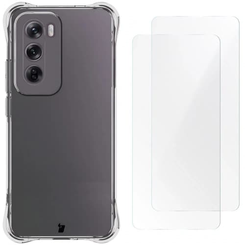 Bizon Case Clear Pack flexibles Case + 2x Schutzfolie für Oppo Reno12 klar