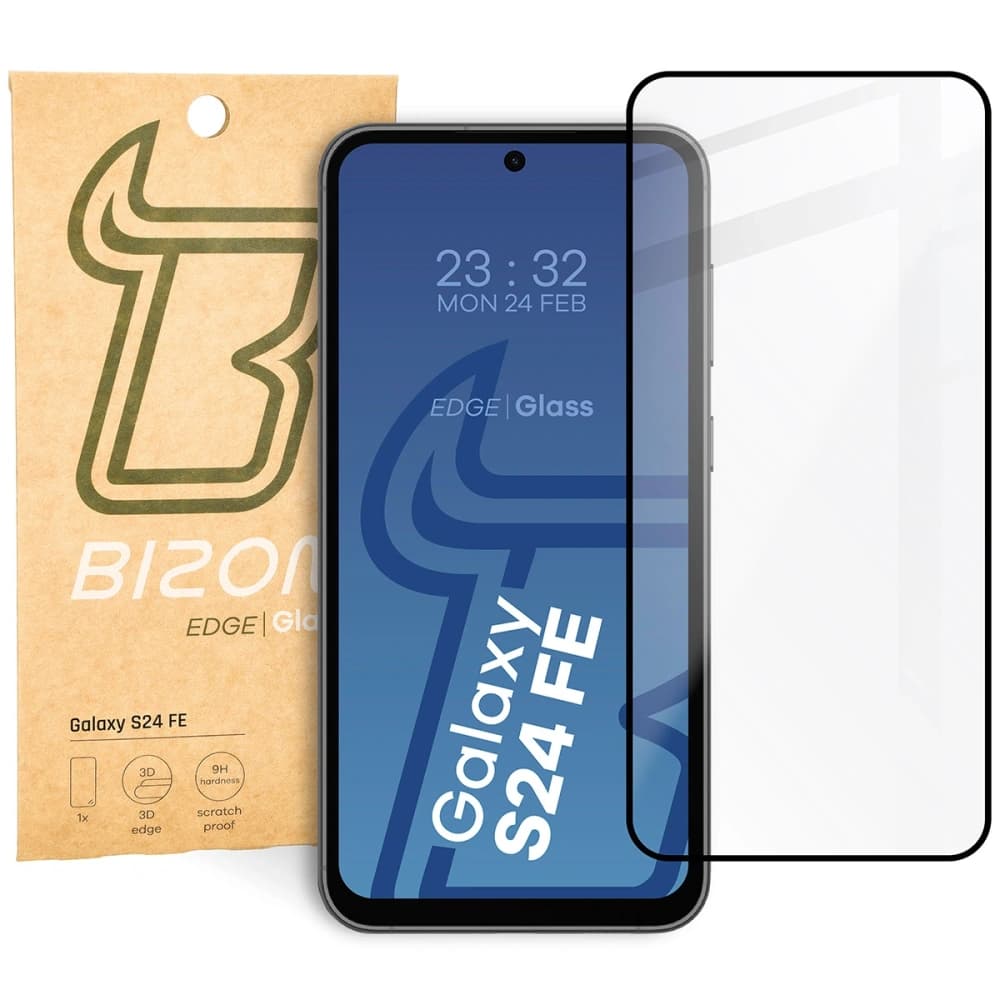 Tvrzené sklo Bizon Glass Edge 2 pro Samsung Galaxy S24 FE 5G černý rámeček - 1