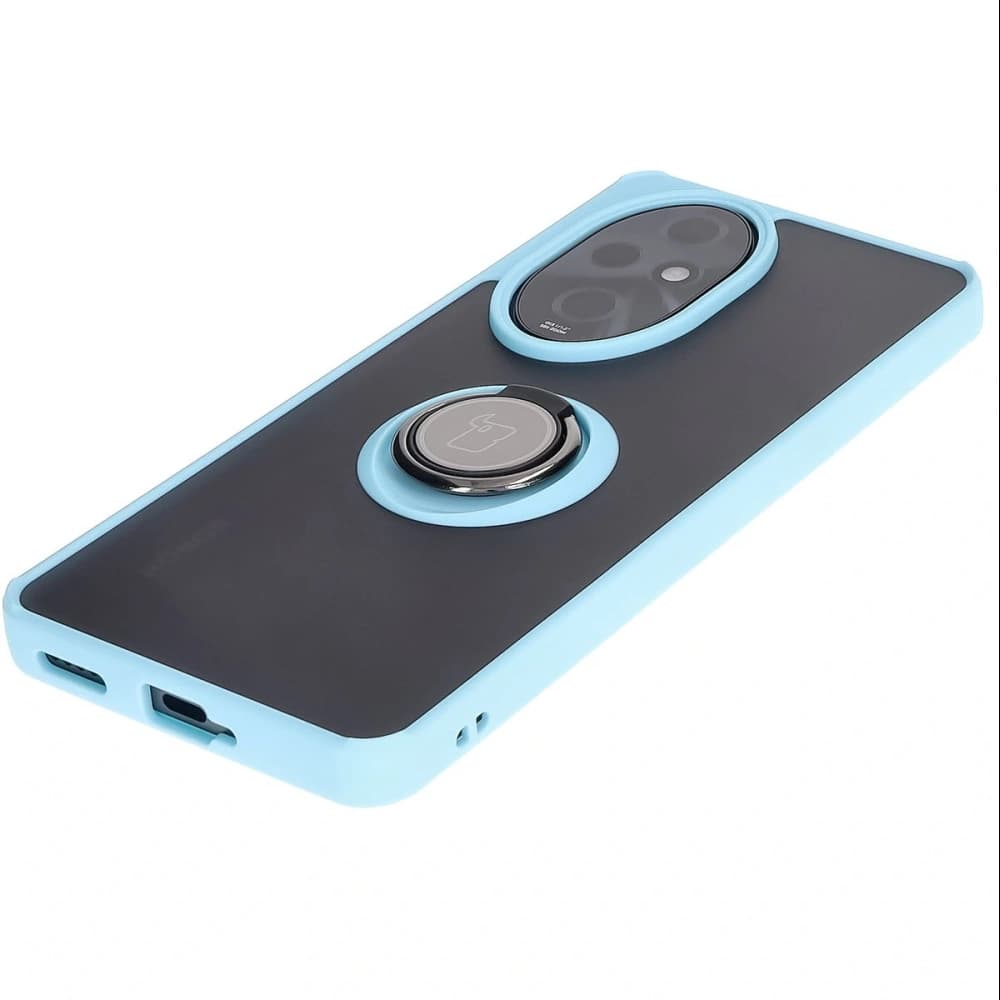 Bizon Case Hybrid Ring Honor 200 Pro rauchig mit einem hellblauen Rahmen - 3
