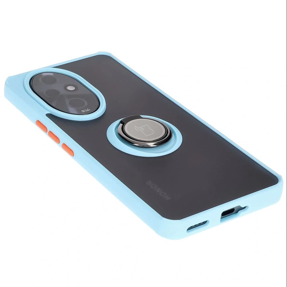 Bizon Case Hybrid Ring Honor 200 Pro rauchig mit einem hellblauen Rahmen - 4