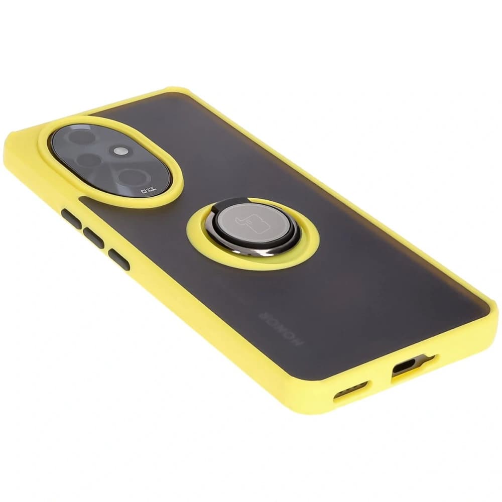 Bizon Case Hybrid Ring Honor 200 Pro rauchig mit einem gelben Rahmen - 4