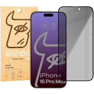 Bizon Glass Edge Shadow Apple iPhone 16 Pro Max tinted with a black frame