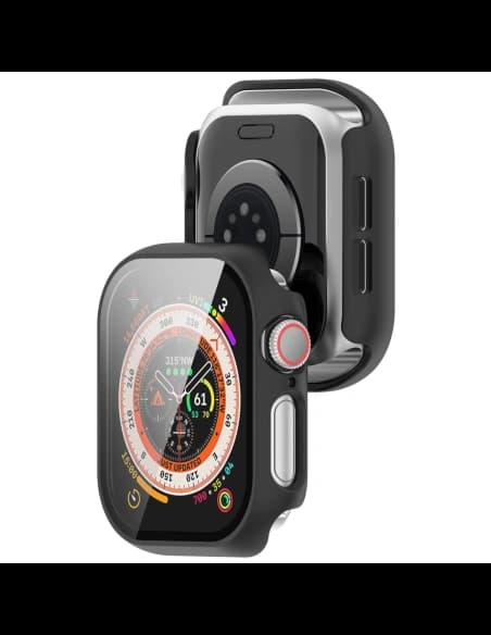 Etui ze szkłem do zegarka Bizon Case+Glass Watch do Apple Watch 10 / 11 46mm czarne